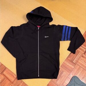 Supreme NYC 1994 striped zip hoodie vintage black royal blue
